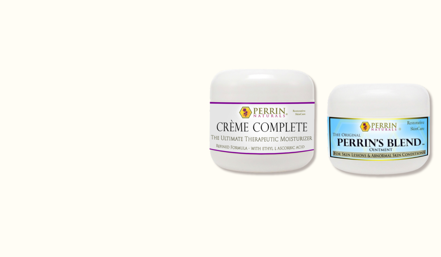Perrin Naturals Best selling combo pack, creme complete refinement and perrins blend for relief of lichens sclerosis