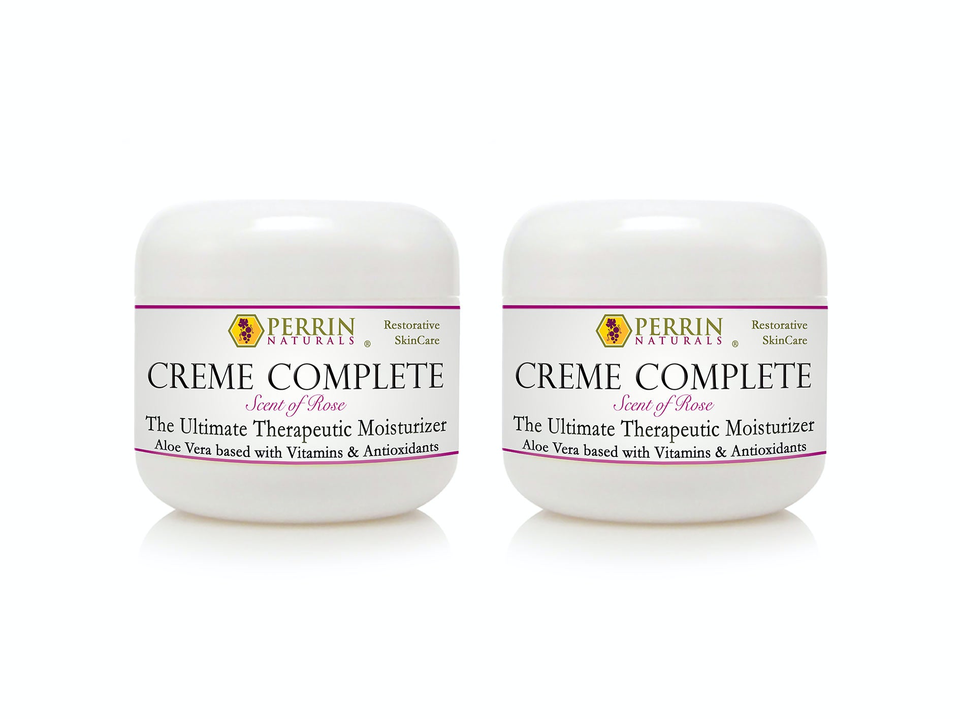 Two tubes of Perrin Naturals Creme Complete Rose 60g multipack, on white background