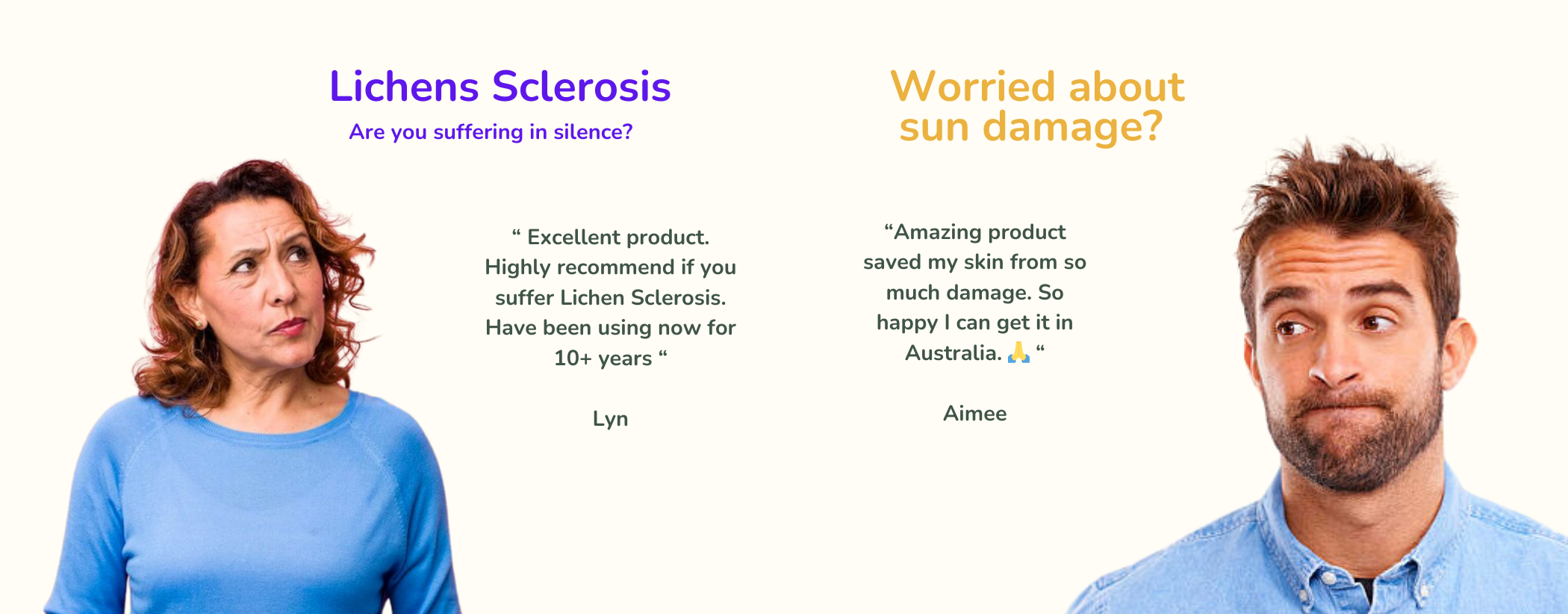 Banner with review of Perrin Naturals products for lichens sclerosis and skin damage