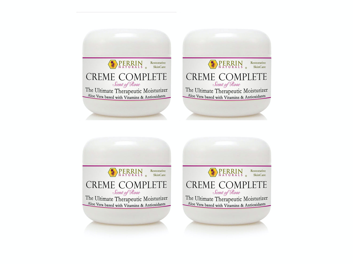 4 Pack Perrin Naturals Creme Complete Rose 60g