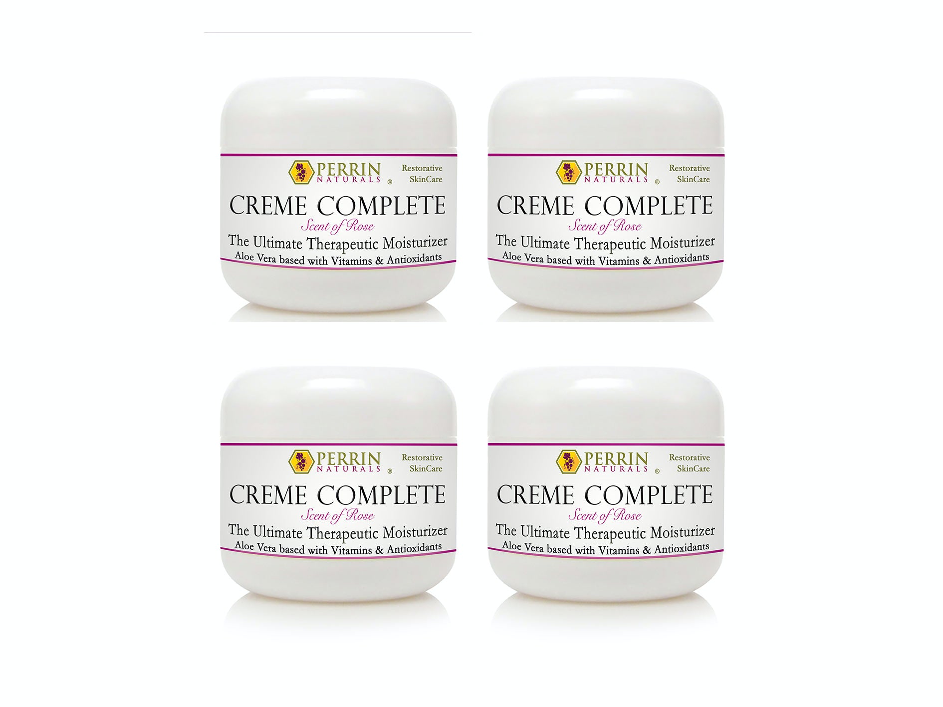 4 Pack Perrin Naturals Creme Complete Rose 60g