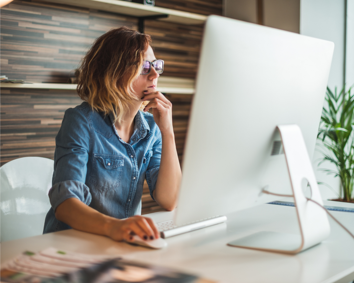 Women staring at a computer screen looking at online resources 